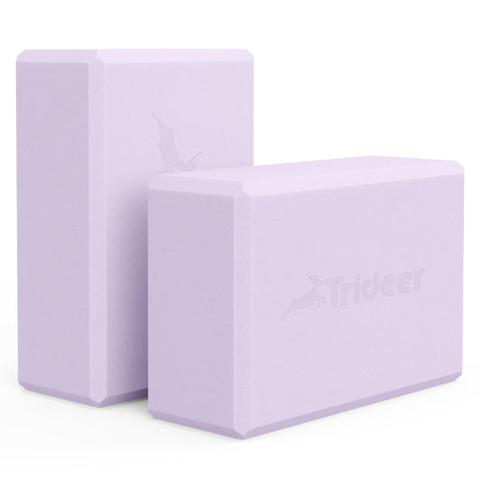 Trideer Yoga Block Soft Non-Slip Surface Premium Foam Blocks Supportive Lightweight Odor Resistant Yoga Accessories for Pilates Meditation General Fitness Stretching Toning (Lavender-2 Pack)